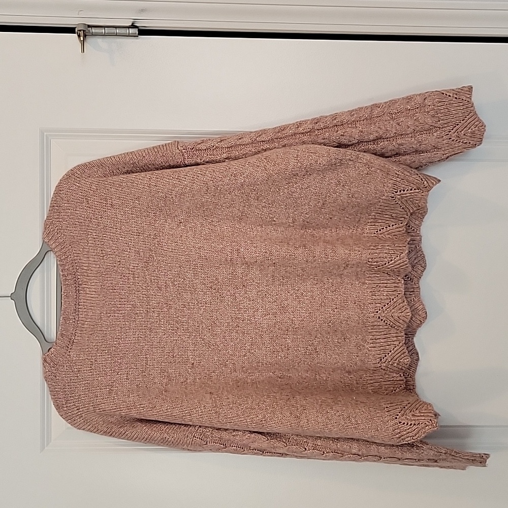 Lucky Brand Longsleeve Cableknit Sweater In Pink/Gold Threads XXL NWT - Picture 9 of 9